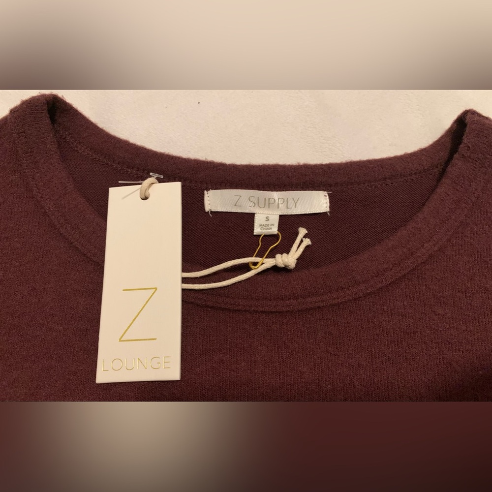 Z Supply Eden Busy Doing Nothing Top Fig/Burgundy Size Small NWT Cozy Lounge Top - Picture 7 of 16